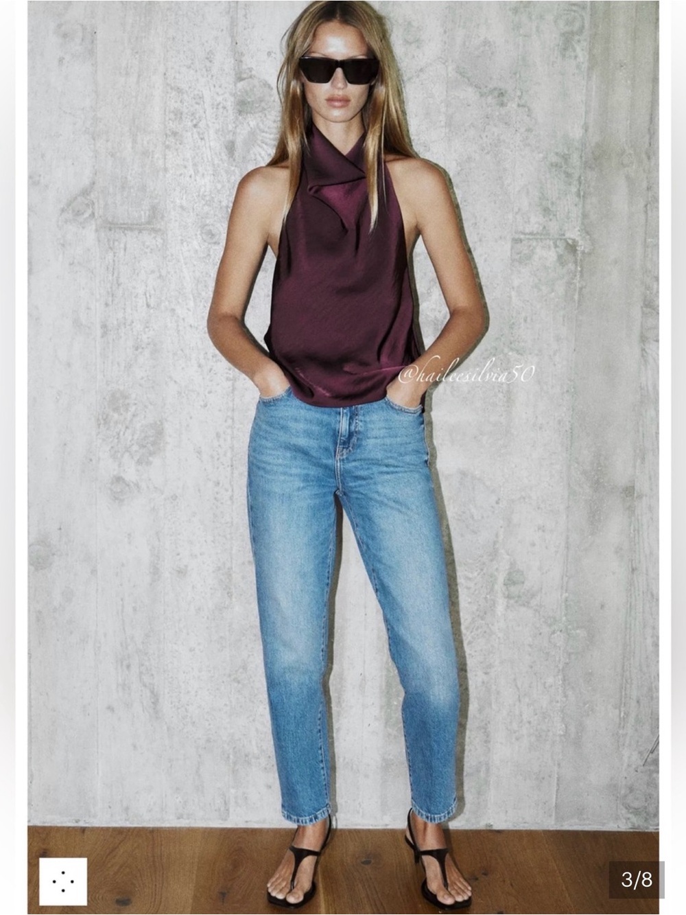 Zara Plum Satin Halter Cowl Top - Picture 2 of 3